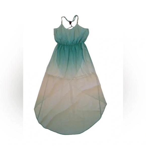 2b  bebe Sheath Hi Lo Sleeveless Green White Racerback Dress Size XL - Picture 7 of 11